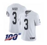 Youth Oakland Raiders #3 Drew Kaser White Vapor Untouchable Limited Player 100th Season Football Jersey