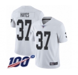 Youth Oakland Raiders #37 Lester Hayes White Vapor Untouchable Limited Player 100th Season Football Jersey