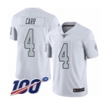Youth Oakland Raiders #4 Derek Carr Limited White Rush Vapor Untouchable 100th Season Football Jersey