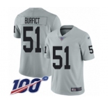 Youth Oakland Raiders #51 Vontaze Burfict Limited Silver Inverted Legend 100th Season Football Jersey