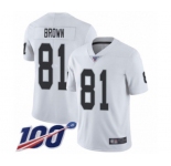 Youth Oakland Raiders #81 Tim Brown White Vapor Untouchable Limited Player 100th Season Football Jersey