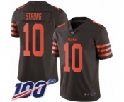 Youth Cleveland Browns #10 Jaelen Strong Limited Brown Rush Vapor Untouchable 100th Season Football Jersey