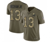 Youth Cleveland Browns #13 Odell Beckham Jr. Limited Olive Camo 2017 Salute to Service Football Jersey