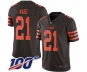 Youth Cleveland Browns #21 Denzel Ward Limited Brown Rush Vapor Untouchable 100th Season Football Jersey