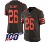 Youth Cleveland Browns #26 Greedy Williams Limited Brown Rush Vapor Untouchable 100th Season Football Jersey
