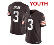 Youth Cleveland Browns #3 Jerry Jeudy Brown Vapor Limited Stitched Football Jersey