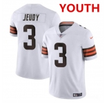 Youth Cleveland Browns #3 Jerry Jeudy White Vapor Limited Stitched Football Jersey