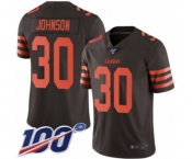 Youth Cleveland Browns #30 D'Ernest Johnson Limited Brown Rush Vapor Untouchable 100th Season Football Jersey