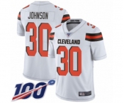 Youth Cleveland Browns #30 D'Ernest Johnson White Vapor Untouchable Limited Player 100th Season Football Jersey