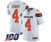Youth Cleveland Browns #4 Austin Seibert White Vapor Untouchable Limited Player 100th Season Football Jersey