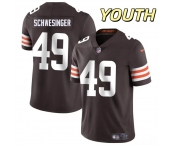 Youth Cleveland Browns #49 Carson Schwesinger Brown Vapor Untouchable Limited Stitched Football Jersey