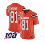 Youth Cleveland Browns #81 Rashard Higgins Orange Alternate Vapor Untouchable Limited Player 100th Season Football Jersey