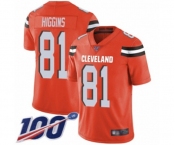 Youth Cleveland Browns #81 Rashard Higgins Orange Alternate Vapor Untouchable Limited Player 100th Season Football Jersey