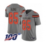 Youth Cleveland Browns #85 David Njoku Limited Gray Inverted Legend 100th Season Football Jersey
