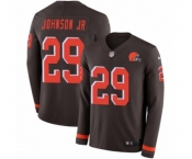 Youth Nike Cleveland Browns #29 Duke Johnson Limited Brown Therma Long Sleeve NFL Jersey