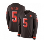 Youth Nike Cleveland Browns #5 Tyrod Taylor Limited Brown Therma Long Sleeve NFL Jersey