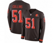 Youth Nike Cleveland Browns #51 Jamie Collins Limited Brown Therma Long Sleeve NFL Jersey