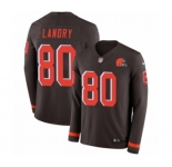 Youth Nike Cleveland Browns #80 Jarvis Landry Limited Brown Therma Long Sleeve NFL Jersey