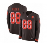 Youth Nike Cleveland Browns #88 Darren Fells Limited Brown Therma Long Sleeve NFL Jersey