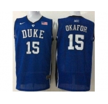 ncaa blue devils #15 jahlil okafor royal blue[ basketball]