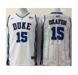 ncaa blue devils #15 jahlil okafor royal white[basketball]