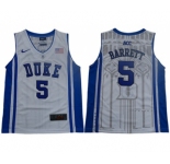 Blue Devils #5 R.J. Barrett White Blue Basketball Elite Stitched Youth College Jersey