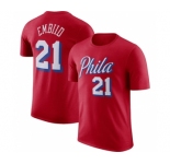 Men's Philadelphia 76ers #21 Joel Embiid Red 2022-23 Statement Edition Name & Number T-Shirt