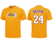 NBA Los Angeles Lakers #24 Kobe Bryant Yellow T-Shirt