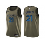 Men Nike Minnesota Timberwolves #21 Kevin Garnett Green Salute to Service NBA Swingman Jersey