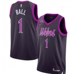 Men's Minnesota Timberwolves #1 LaMelo Ball 2026 Purple City Edition Stitched Jersey
