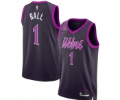 Men's Minnesota Timberwolves #1 LaMelo Ball 2026 Purple City Edition Stitched Jersey
