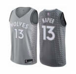 Men's Minnesota Timberwolves #13 Shabazz Napier Authentic Gray Basketball Jersey - City Edition