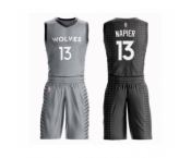 Men's Minnesota Timberwolves #13 Shabazz Napier Swingman Gray Basketball Suit Jersey - City Edition