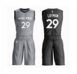 Men's Minnesota Timberwolves #29 Jake Layman Swingman Gray Basketball Suit Jersey - City Edition