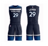 Men's Minnesota Timberwolves #29 Jake Layman Swingman Navy Blue Basketball Suit Jersey - Icon Edition