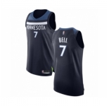 Men's Minnesota Timberwolves #7 Jordan Bell Authentic Navy Blue Basketball Jersey - Icon Edition