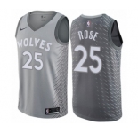 Men's Nike Minnesota Timberwolves #25 Derrick Rose Authentic Gray NBA Jersey - City Edition