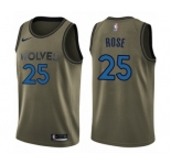 Men's Nike Minnesota Timberwolves #25 Derrick Rose Swingman Green Salute to Service NBA Jersey