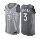 Men's Nike Minnesota Timberwolves #3 Anthony Brown Swingman Gray NBA Jersey - City Edition