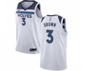 Men's Nike Minnesota Timberwolves #3 Anthony Brown Swingman White NBA Jersey - Association Edition