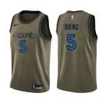 Youth Nike Minnesota Timberwolves #5 Gorgui Dieng Swingman Green Salute to Service NBA Jersey