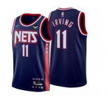 Men's Brooklyn Nets #11 Kyrie Irving 2021-2022 Navy Swingman City Edition 75th Anniversary Stitched Basketball Jersey