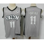 Men's Brooklyn Nets #11 Kyrie Irving Light Grey 2021 Brand Jordan Swingman Stitched NBA Jersey With NEW Sponsor Logo