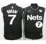 Men's Brooklyn Nets #7 Kevin Durant Black Nike Swingman 2021 Earned Edition Stitched Jersey With Sponsor Logo
