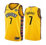 Men's Brooklyn Nets #7 Kevin Durant Gold City Edition 2020-2021 Honor Basquiat Stitched Basketball Jersey