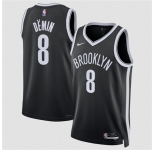 Men's Brooklyn Nets #8 Egor DEmin Black Icon Edition Stitched Basketball Jersey