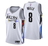 Men's Brooklyn Nets #8 Patty Mills 2022-23 White City Edition Stitched Basketball Jersey