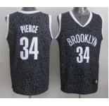 nba brooklyn nets #34 pierce black leopard print[2014 new]