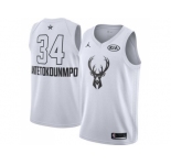 Men Nike Milwaukee Bucks #34 Giannis Antetokounmpo White NBA Jordan Swingman 2018 All-Star Game Jersey