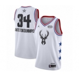 Men's Jordan Milwaukee Bucks #34 Giannis Antetokounmpo Swingman White 2019 All-Star Game Basketball Jersey